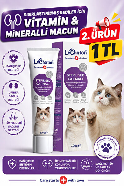 LeChaton Pet Care Kısırlaştırılmış Kedilere Özel Multivitaminli Malt Macun - ...