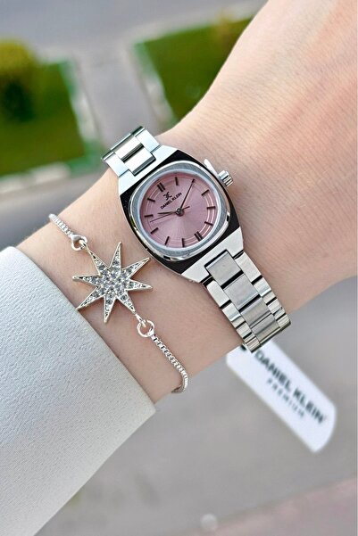 Daniel Klein 22.5 mm Women's Wristwatch with Dial, Pink Strap, Silver Color, ...