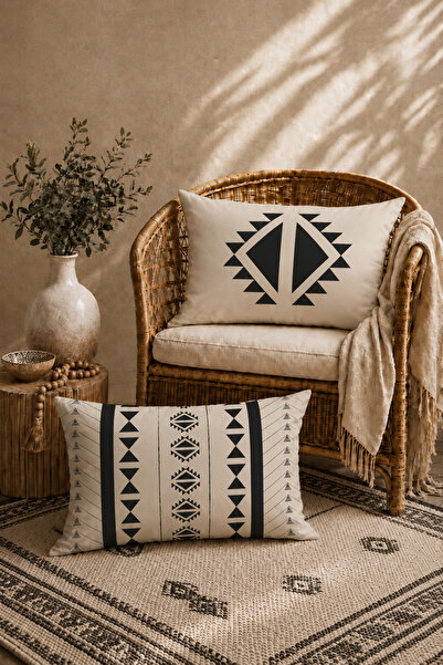 Belle Benoit Rectangular 30X50 2-Piece Double-Sided Printed Ecru - Black Desi...