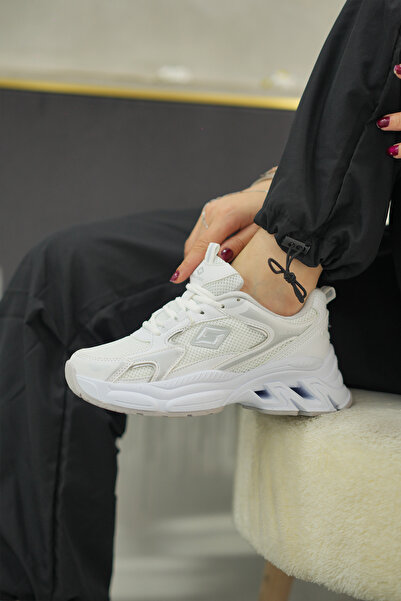 SOLAZER Women's White Silver Sneaker Casual Sports Shoes 046