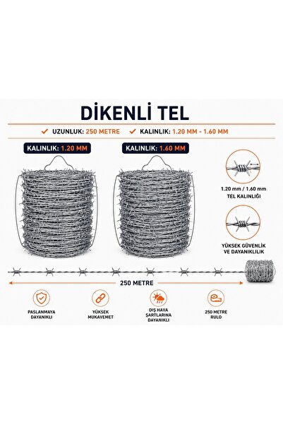 Doğa Tel Çit DİKENLİ TEL EKSTRA DİKENLİ 250mt