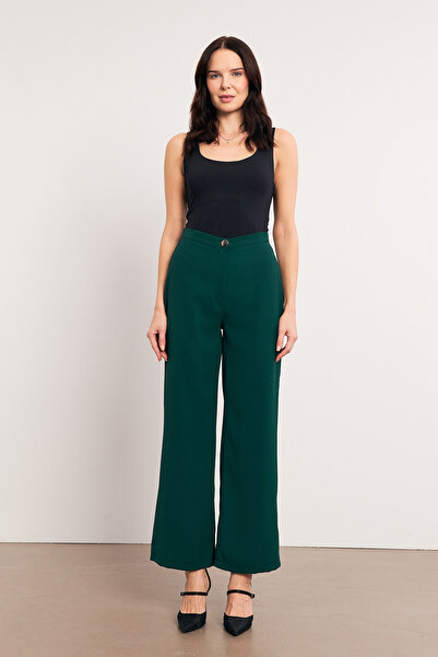 VAVİNOR High Waist Wide Leg Pants - Emerald