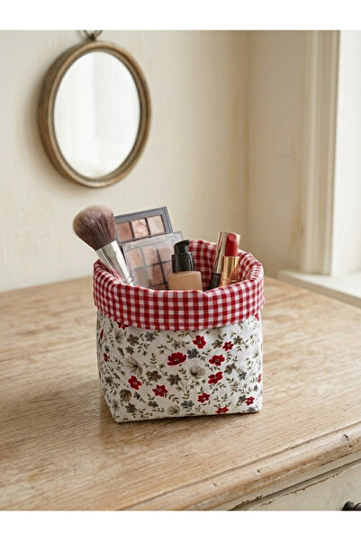 soft rabbit Kırmızı Pötikare ve Çiçek Desenli Çok Amaçlı Organizer - Makyaj, ...