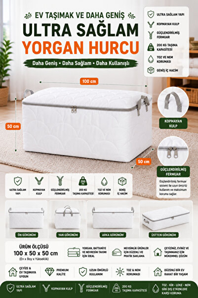 BİVA Durable Zippered Quilt Storage Bag 100X50X50Cm with Complete Zipper from...