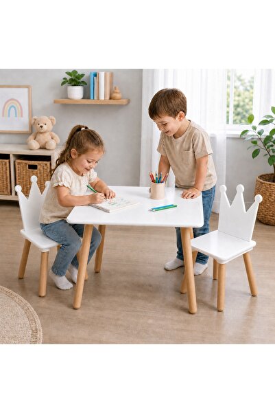Suporto Set Masa si 2 Scaune pentru Copii din Lemn MDF, Model Print si Printe...