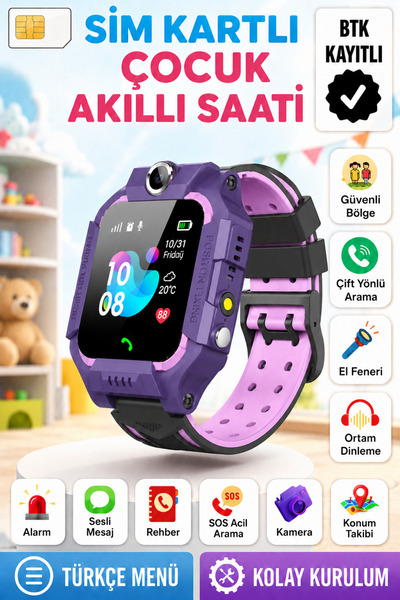 L'eDoren Akıllı Çocuk Saati Uyumlu Sim Kartlı Ve Lbs Konum Özellikli Kayıtlı ...