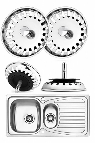 BİTERSE 2 Adet Çöpmak Paslanmaz Çelik Sifon Süzgeci 8 Cm Lavabo Evye Süzgeci ...