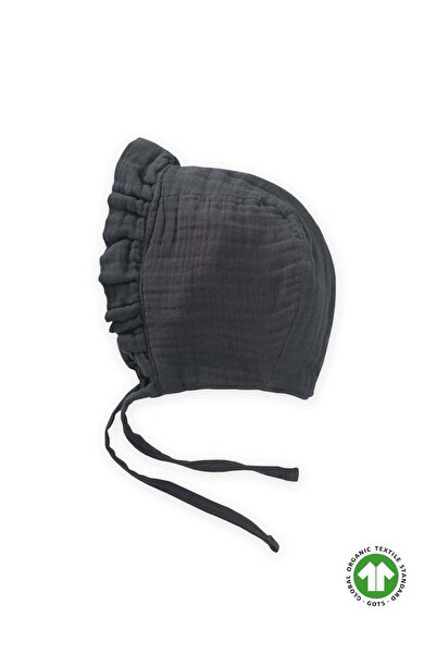 Cigit Tie-up frilly muslim baby hat 0-2 years old anthracite