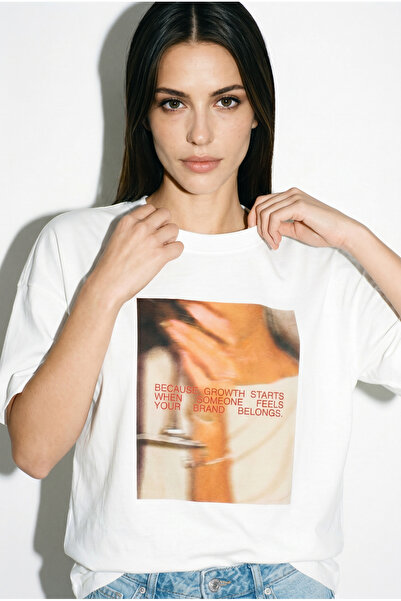 Amia&Co. Λευκό Oversize City Printed Crew Neck Basic κοντομάνικο γυναικείο T-...