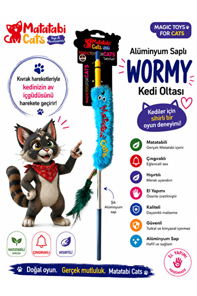 MATATABİ CATS Matatabi Cats Worm Aluminum Handle Cat Fishing Rod(Matatabi,Inc...