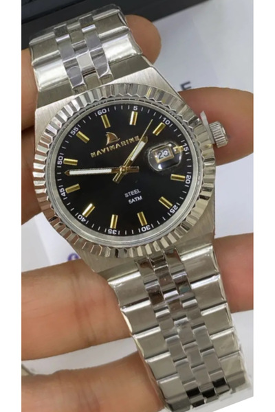 Navimarine Case+Strap Full Steel Calendar 5 Atm Water Resistance Unisex Wrist...