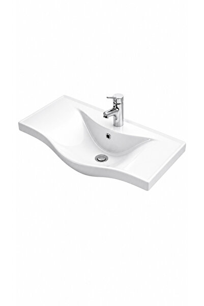 LAPİNO BASIC ETEJERLİ LAVABO 80 CM BEYAZ (7080)