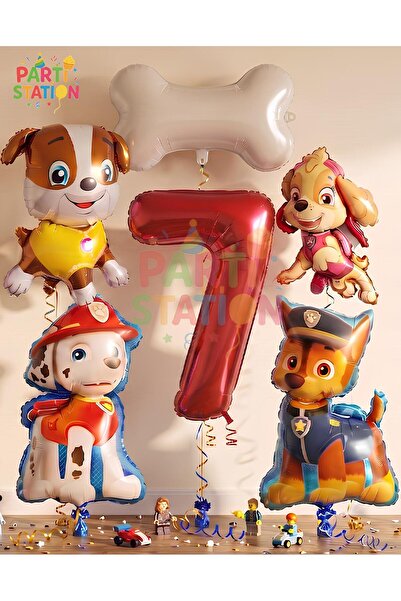 Parti Station Paw Patrol 7 Yaş Balon Set Paw Petrol Marshall Chase Skye Rubbl...