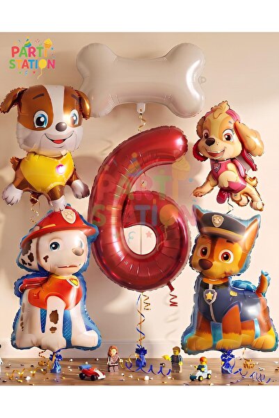 Parti Station Paw Patrol 6 Yaş Balon Set Paw Petrol Chase Skye Rubble Doğum G...