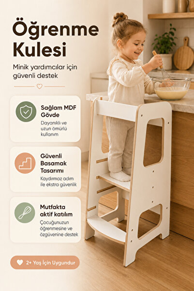 Babylike Ayrlanabilir Güvenlikli Çocuk Öğrenme Kulesi Mutfak Yardımcı Basamağ...