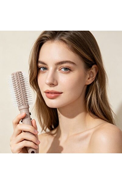 idei Perie cilindrică ventilată de coafat 23cm culoare roz bej, peri albi cu ...