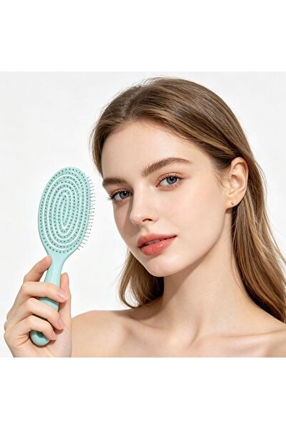 idei Perie ovală ventilată flexibilă 23cm verde mentă pastel, peri cu cap rot...