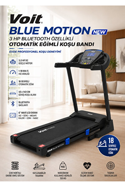 Blue Motion New 3 HP Automatic Curved Treadmill with Bluetooth