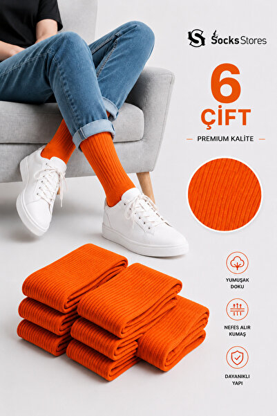 Socks Stores 6 perechi de șosete unisex din bumbac de culoare portocalie - șo...