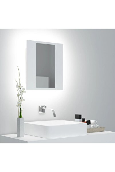 Concept Dulap de baie cu oglindă & LED, alb, 40x12x45 cm