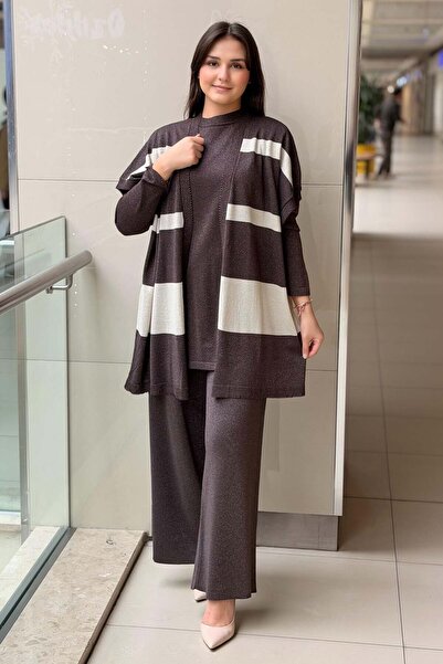 Ghisa Sim Merserize İpli Tunik Yelek Pantolon 3'lü Set Takım