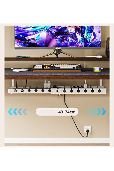 OEM Suport organizator extensibil sub birou, reglabil 43–74 cm, alb