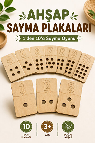 Mind of Toys Wooden Counting Plates, Counting Learning, Montessori Mathematic...