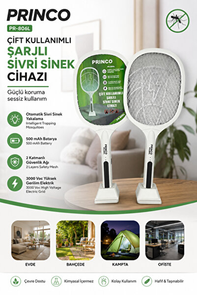 Princo PR-806L Çift Kullanımlı Şarjlı Sivri Sinek Öldürücü Cihazı