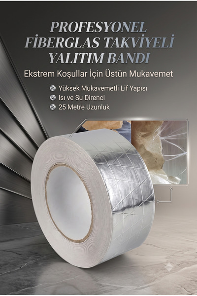 Fiberglass Fiber Reinforced Adhesive Aluminum Foil Tape 72 mm x 25 Meters Fireproof Stove Pipe Tape
