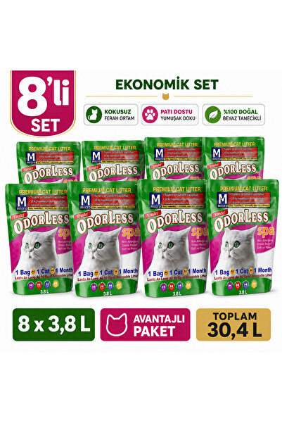 Odorless Mikro Silika Kristal Kedi Kumu 8 Aylık Ekonomik Set - Ince Taneli - ...