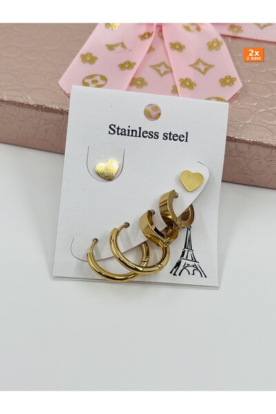 Bozhi Steel Earrings Gold Sparkling Style