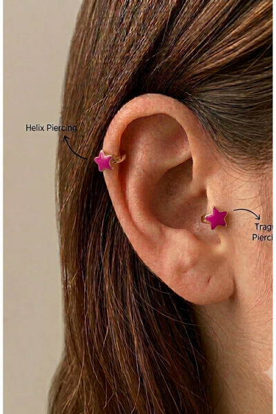 kurukafagift Renkli Yıldız Halka Helix Tragus Xuping Piercing 6 mm