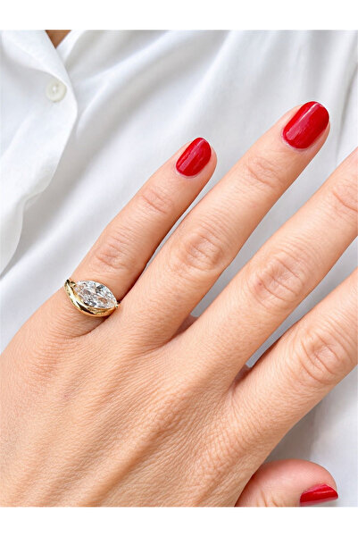 Les Petites Mains Single Stone Zircon Gold Color Bijouterie Ring |   Adjustab...