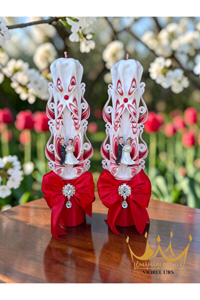LumanariRegale Lumanari sculptate nuntă, set 2 buc, 30 cm