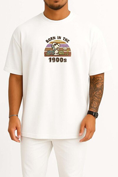 Bahriyeli Collection Tricou unisex supradimensionat Born In The 1900S cu impr...
