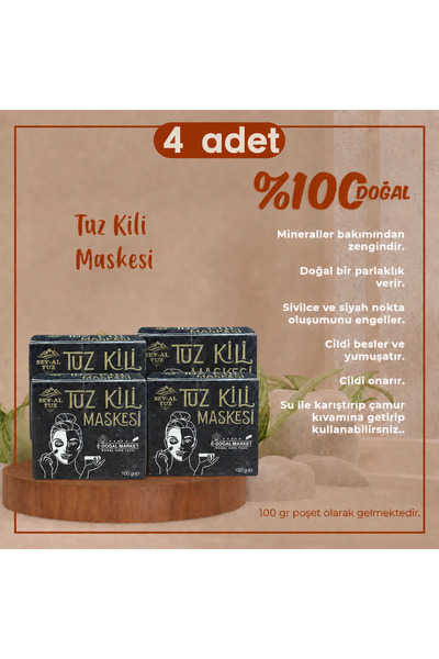 E-DOĞAL MARKET DOĞAL KAYA TUZU 4'lü Tuz Kili %100 Doğal 100 GR