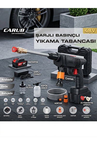 Genel Markalar Carub Oto Yıkama Tabancası Şarjlı Basınçlı Tek Batarya 12v