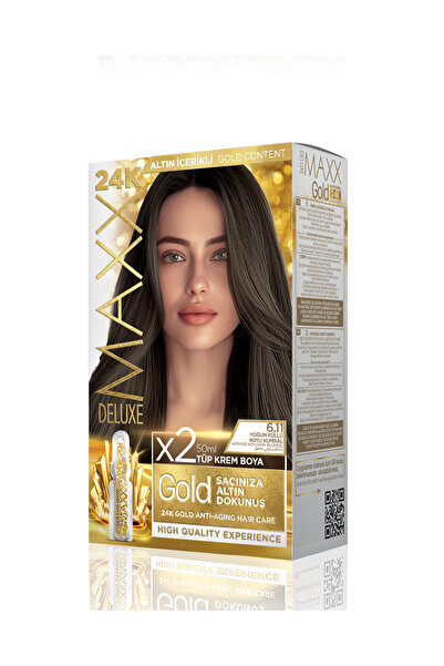 MAXX DELUXE Golden Beauty Set Saç Boyası 6.11 Yoğun Küllü Koyu Kumral