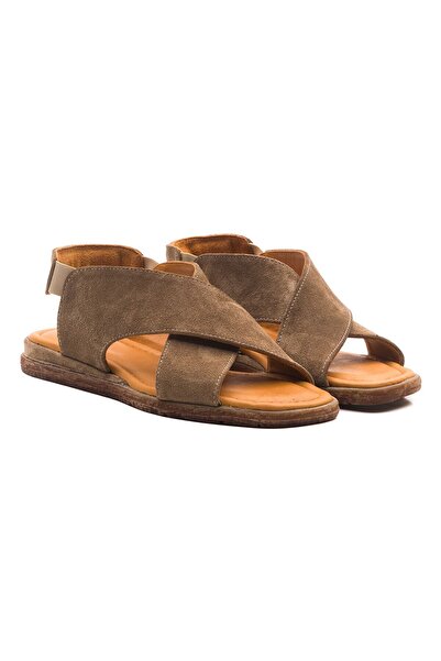 Zeynep Sıradağlı Azzare Genuine Leather Women's Sandals Mink Suede
