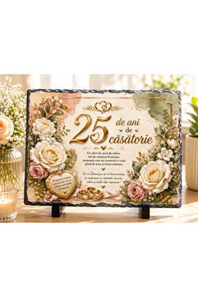 hiperborea Placă ardezie - 25 de ani de căsătorie - Cadou Elegant pentru Aniv...