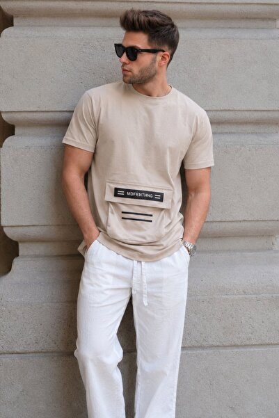 Madmext Tricou bej imprimat 5359