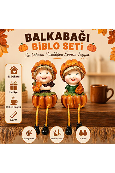e-life shop Ayakları Sallanan Balkabağı Kafalar Biblo Dekoratif Obje Hediye Ü...