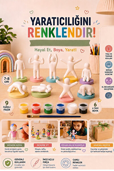 Razmo Meccha Chameleon Boyanabilir 9'lu Figür Seti - Maket Oyuncak Boyama Kiti