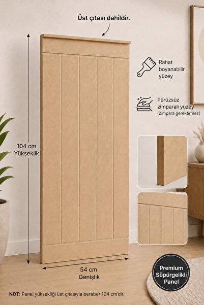 wood life Dekoratif Duvar Paneli ( 54 X 105 Cm ) Boyanabilir Ahşap Ham Mdf Du...