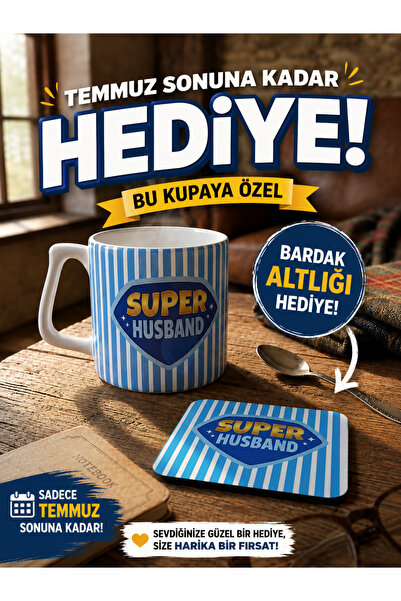 Eylül Design Super Husband Blue Mug Cup Gift for Spouse and Lover Luxury Mug ...