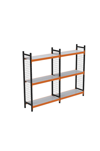 RafBurada 3 Katlı Duble Dekoratif Midi Rack - Ekonomik Depo,Arşiv, Kiler Rafı...