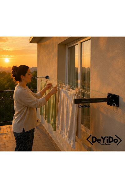 DeYiDo Katlanabilen Çamaşır Kurutma Askılığı Metal Katlanır Balkon İç ve Dış Mekan Dayanıklı Çok Amaçlı Askılık