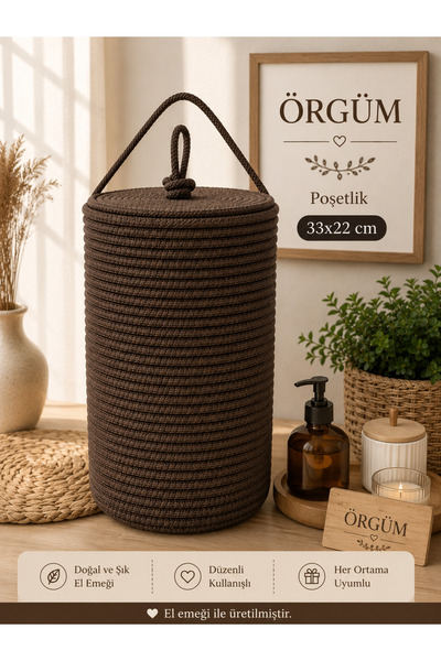 ÖRGÜM Bag Holder Brown Decorative Bag Organizer Basket 30X20 cm