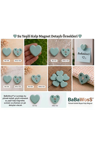 BaBaWoSs 10'lu Kalpli Magnet Seti – SU YEŞİLİ Fotoğraf ve Not Tutucu, Buzdola...