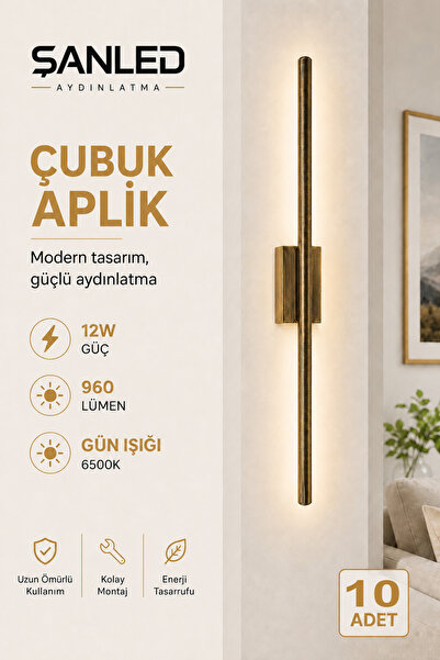 ŞANLED Decorative 12W Indoor Vintage Case Daylight 80 cm Wall Sconce Electric...